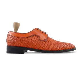 Shinji - Men's Tan Hand Woven Calf Leather Derby Shoe