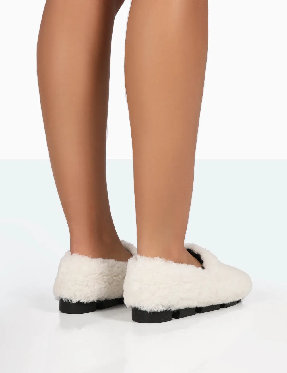 Sleepy Cream Teddy Fur Loafer Slippers