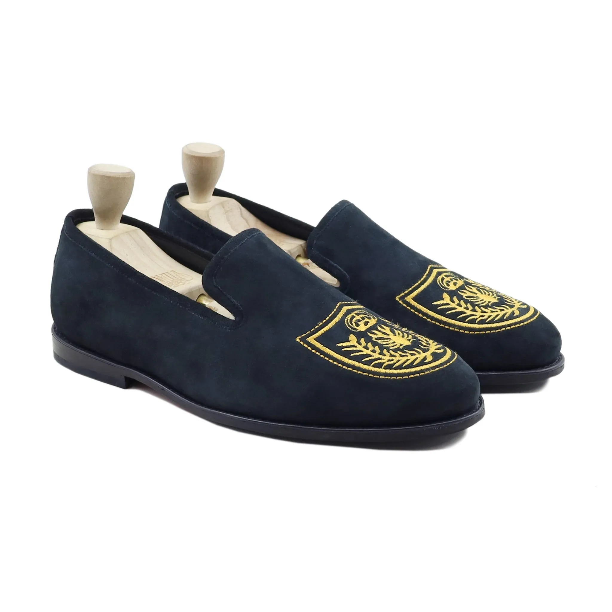 Stuna - Men's Navy Blue Kid Suede Loafer