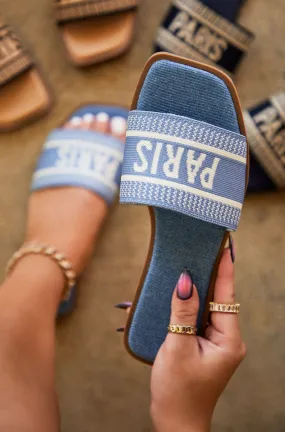 Travel Memories Slip On Sandals - Blue