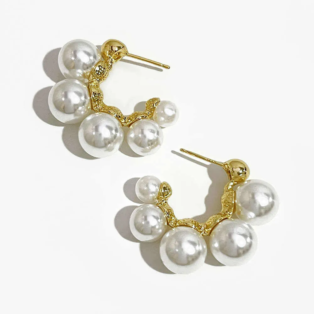 Trendy Pearl Patterned Hoop Earrings for Women: Stylish Jewellery for Parties, Weddings, and Everyday Wear