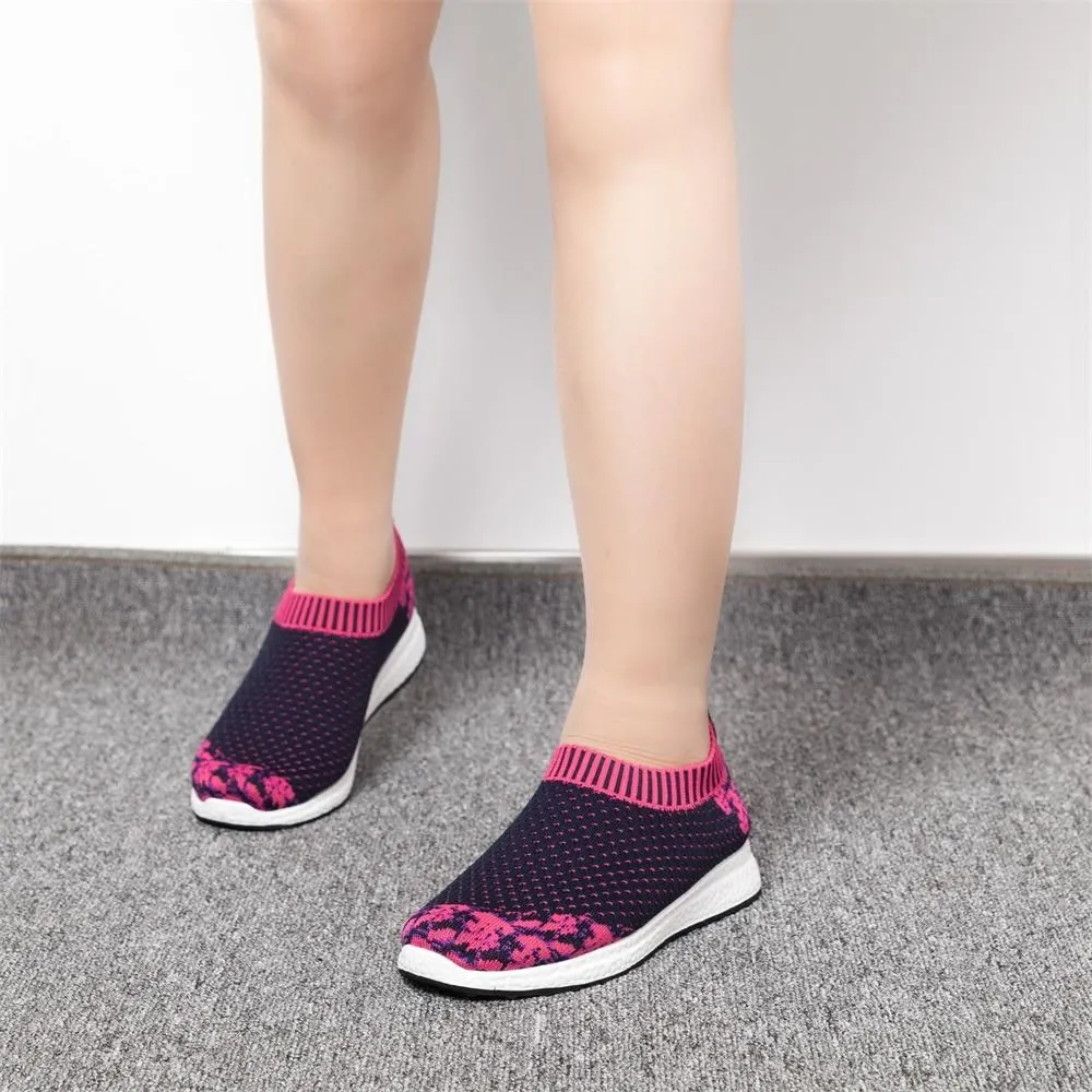 Women Striped Sock Knitted Vulcanized Shoes Causal Flat Shoes