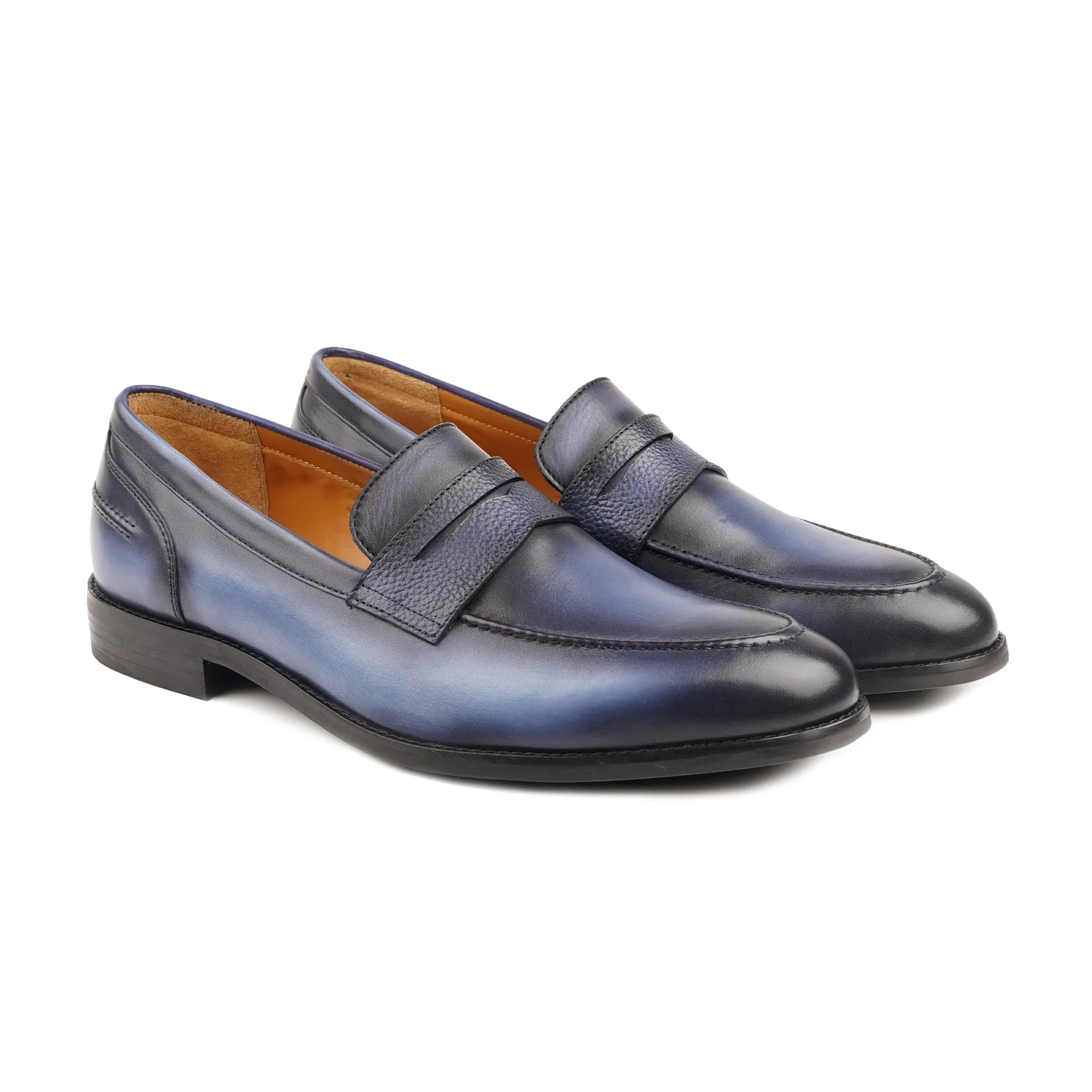 Yasa - Men's Burnished Blue Calf Leather Loafer